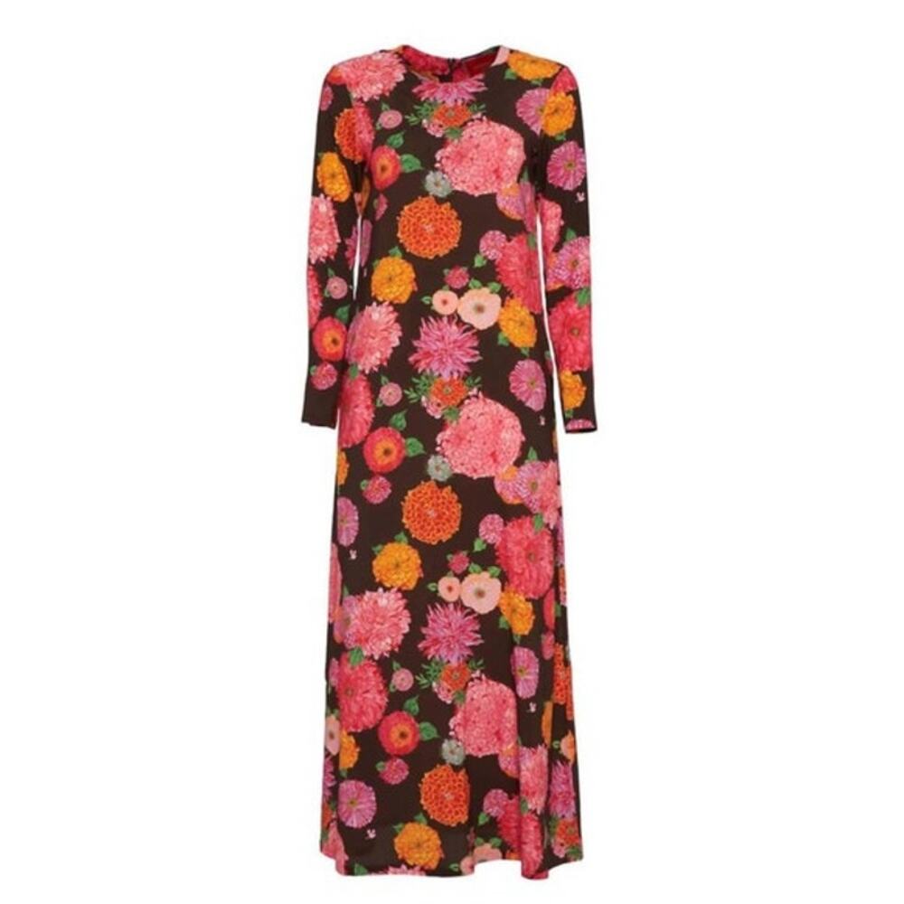 LA DOUBLEJ Sz S Small Long Sleeve Swing Dress Floral Viscose Jersey - Picture 2 of 11